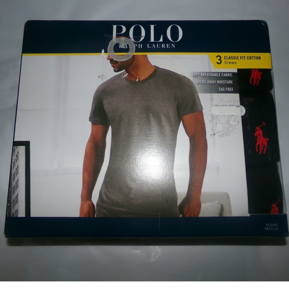 Polo Ralph Lauren 3-Pack XL Classic Fit Cotton Crew Neck Undershirts Black